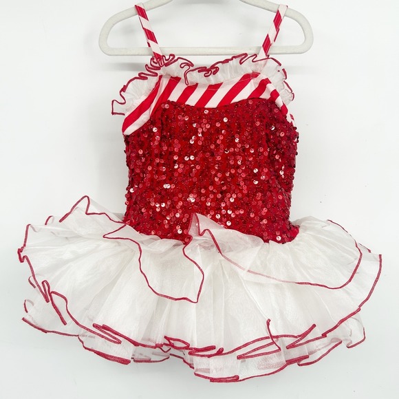 Artstone Other - Artstone The Competitor Girls Red Sequin Candy Cane Tutu‎ Dance Pageant Costume